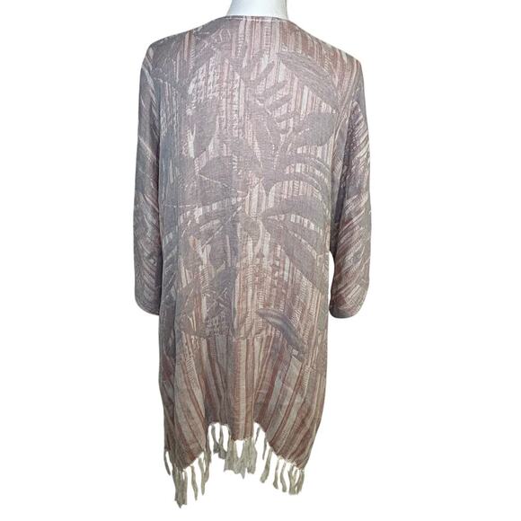 Soft Surroundings kimono cardigan poncho neutral color fringe on bottom size S/M - Picture 6 of 10